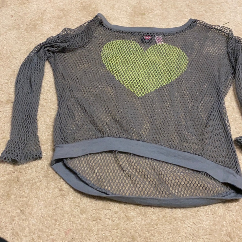 Grey fish net green heart full sleeve